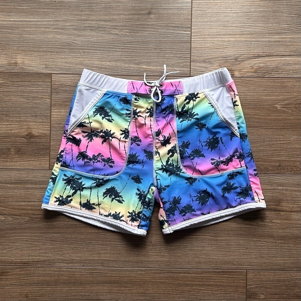 SOLD Palm Tree Sunset Board Shorts Size Small (30"-33" Waist)